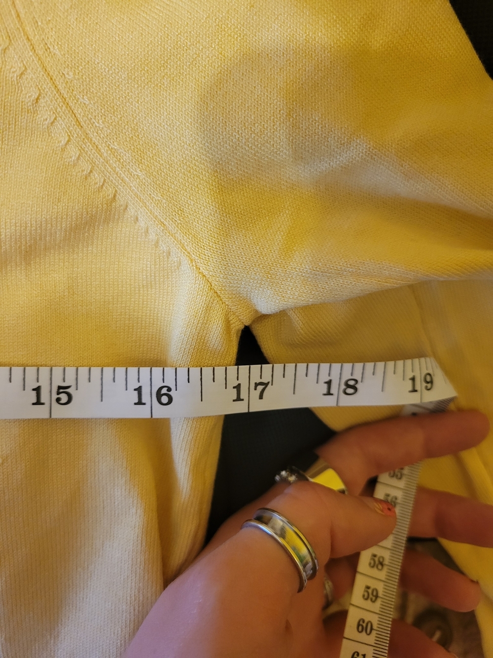 august silk Yellow Button Down Top PTP 17" - Picture 8 of 8